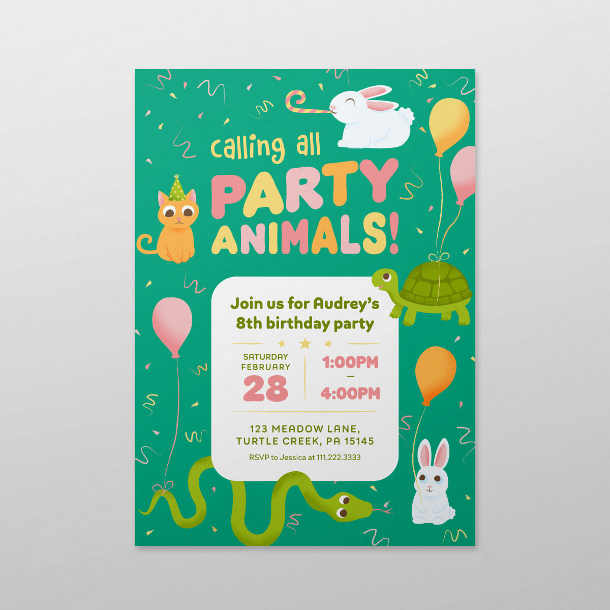 Animal-themed birthday invitation