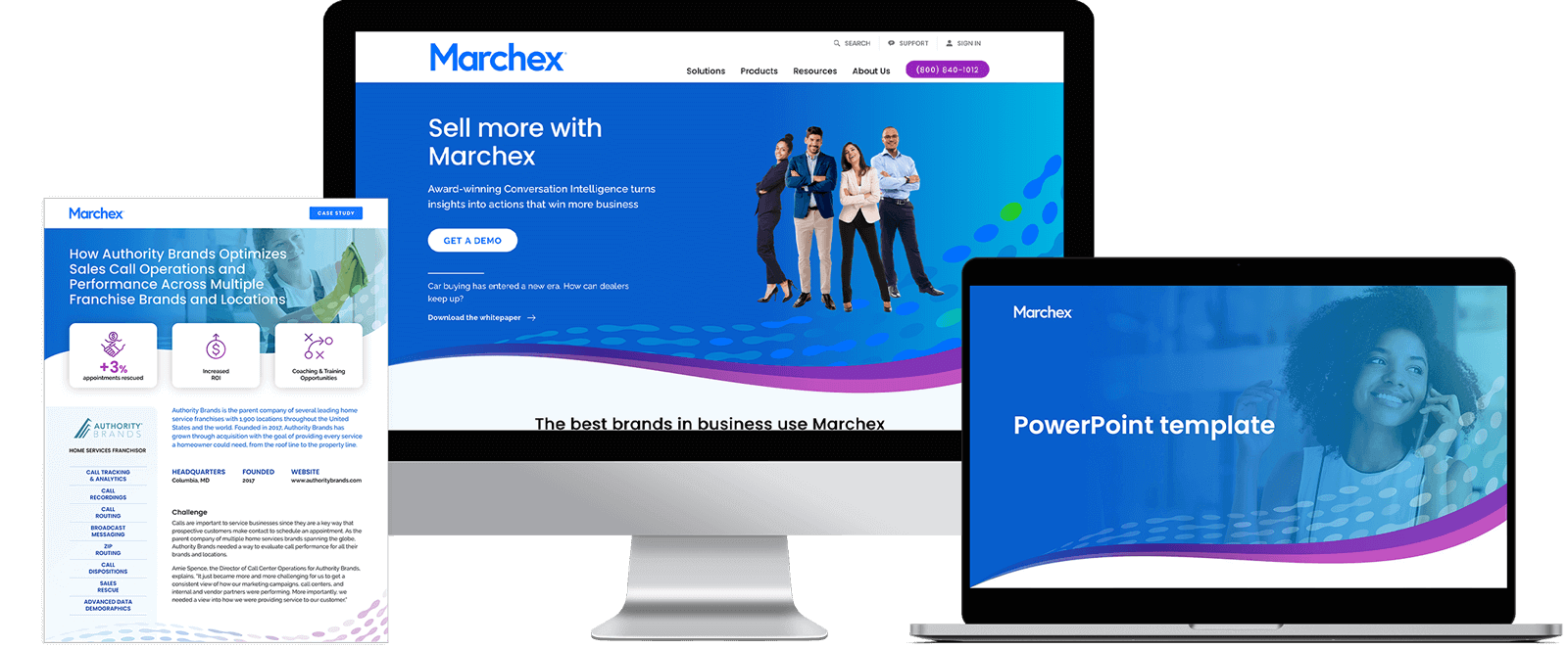 Rebranded Marchex case study, website, and PowerPoint